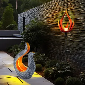 Globo Lampe solaire à led avec effet de feu, lampe d'extérieur, lampe ... pas cher