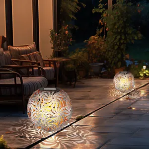 Globo 2x LED solaires extérieures enfichables lumières jardin chemin décor terrasse tresse boules lampes à piquets argent pas cher