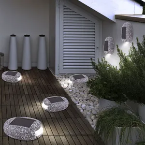 Ensemble de 6 led solaires lampes d'extérieur en pierre patios balcon ... pas cher