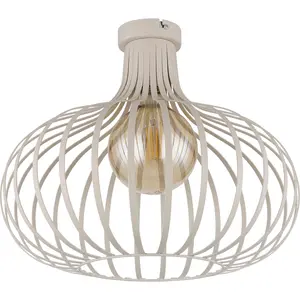 GLOBO NOWA Plafonnier plafonnier lampe de salon E27 grille industrielle sable h 35 cm pas cher