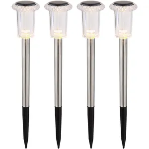 GLOBO Lot de 4 lampes solaires LED pour chemin d'extérieur, éclairage de jar... pas cher