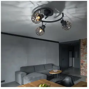Globo Plafonnier plafonnier salon boule grise aluminium tresse cristal lampe spot rondell, spots mobiles, 3x G9, d 25 cm pas cher
