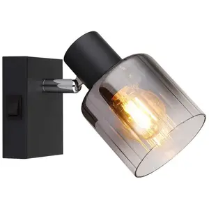 GLOBO NOWA Applique murale de salon, lampe de couloir, spot mobile en verre fumé E14 h 12,5 cm pas cher