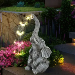 Lampe solaire éléphant décoration de jardin figure animale lampe solai... pas cher
