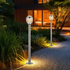 Lampe d'extérieur lampadaire lampadaire de jardin socle en acier inoxy...