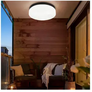 GLOBO LIGHTING Plafonnier lampe de salle de bain lampe de terrasse lampe d'extérieur lampe de balcon résistant aux intempéries IP44, verre aluminium noir, 3x pas cher