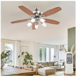 GLOBO LIGHTING Ventilateur de plafond led avec télécommande à tirette 3 niveaux, pales réversibles 130 cm pas cher