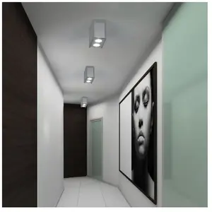 GLOBO LIGHTING Plafonnier, luminaire de couloir, plafonnier, lampe de chambre, luminaire de salon, lampe de cuisine, métal gris béton, GU10 2 ampoules, l 18 cm, lot pas cher