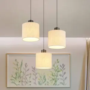 Suspension, applique, plafonnier, LED, noir, chrome, lin, crème, H 180 cm