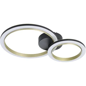 EGLO Calliera Plafondlamp - LED - 42 cm - Zwart/Goud/Wit - Dimbaar pas cher