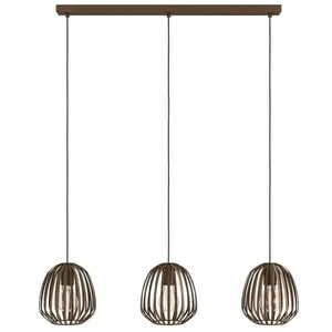 EGLO Espinal Hanglamp - 3xE27 - B 90 cm - Brons - Staal pas cher