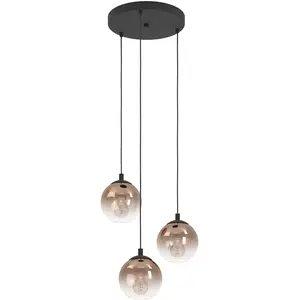 EGLO Ariscani 1 Hanglamp - E27 - Ø 42.5 cm - Zwart/Koper pas cher