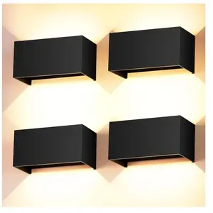 Forehill - 4 Pièces Applique Murale Interieur/Exterieur 24W Noire Appl... pas cher