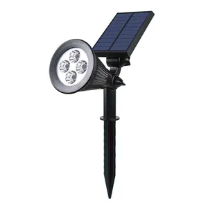 Projecteur Spot Solaire 4 led Extérieur Etanche Lumière Blanche 2-en-1, Plastique, Intégré, 2 w, Blanc,29 x 9.5 x 34 cm(1 pcs)