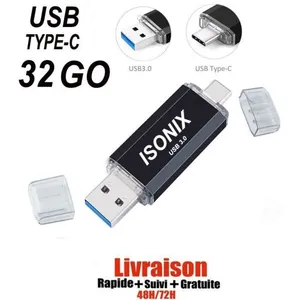 Isonix Clé USB - NO NAME - 32 Go - USB Type-C - USB 3.0 - Noir pas cher