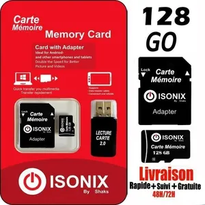 ISONIX Carte Mémoire Micro-sd 128 go Micro SDHC/SDXC + Adaptateur 100%... pas cher