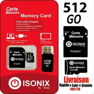 ISONIX Carte Mémoire Micro-sd 512 go Micro SDHC/SDXC + Adaptateur 100%... pas cher