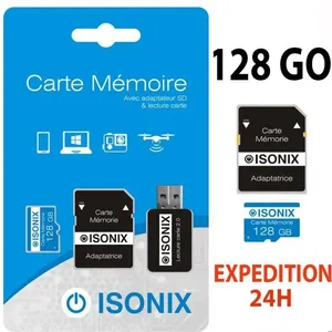 ISONIX Cartes Mémoire Micro sd 128 GO micro SDXC/SDHC Classe 10 UHS-I TF Blue pas cher