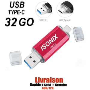 ISONIX Clé USB C 32 Go Gb Type C OTG USB Flash Drive pour Android/PC  ROUGE pas cher