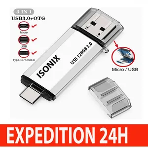 ISONIX Clé USB 128 GO Type C OTG USB Flash Drive pour appareils Android/PC ARGENT pas cher