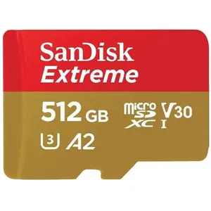 Carte mémoire microSDXC SanDisk Extreme 512 Go + adaptateur SD jusqu'à 160 Mo/s, avec la Classe de vitesse UHS 3 (U3), V30 pas cher