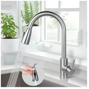 Groofoo - Robinet Cuisine,Mitigeur Évier en Acier Inoxydable 304,Deux Modes de Sortie D'eau,Robinet Évier Rotatif à 360° avec Douchette Extractible