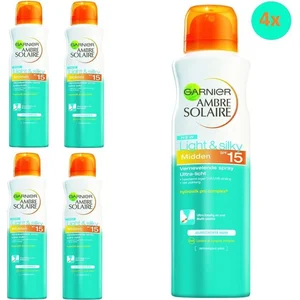 Garnier - Ambre Solaire - Light & Silky - Zonnepsray - Zonnebrandspray - SPF 15 - Voordeelverpakking - 4 stuks pas cher