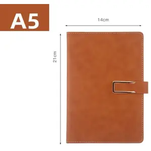 Cahier de note bureau en cuir 200 pages carnet A5 ligné avec porte-stylos(21*14.5cm) - marron pas cher