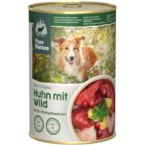 6x 400g Pure Nature Adultpoulet, gibier, boeuf nourriture humide pour chien pas cher
