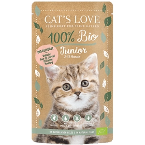 Cat's Love Bio 6 x 100 g pour chat - Junior volaille bio pas cher