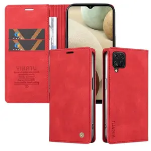 BOONGET Étui Samsung Galaxy A12 Enveloppe de protection antichoc magnétique invisible fermée Rouge pas cher
