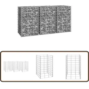 vidaXL Gabion Plantenbakken Set van 3 - Zilver Gabion Plantenkasten - Tuindecoratie - Sierplantenbakken - Metalen Plantenbakken - Verticale TuinenVendu parbol