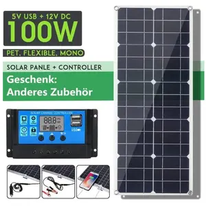 TEMPSA 100W Panneau Solaire Double DC USB Monocristaline Flexible ChargeurVendu parcdiscount
