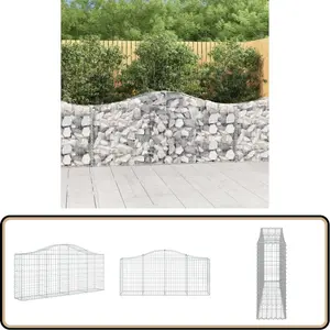 vidaXL Schanskorf gewelfd - 200x30x80/100 cm - ZilverVendu parbol