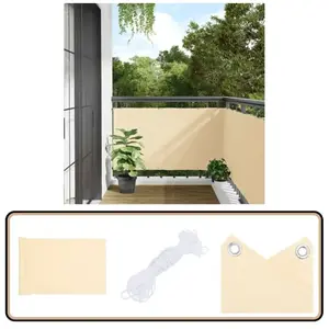 vidaXL Balkonscherm - 1000x120 cm - PVC - Crèmekleurig Balkonscherm - Privacy Screen - Buitenschildering - Tuinaccessoires - Pvc Schermen pas cher