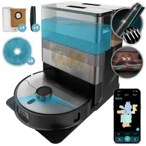 Cecotec Robot Aspirateur avec Base Autovidage et IA Conga X100. Laser et Intelligence Artificielle avec Caméra 20000Pa Mopas Rota