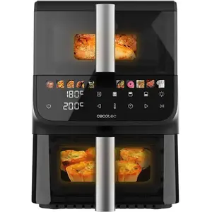 Friteuse à Air sans Huile Cecotec - Air Fryer 10L Cecofry DuoLevel 10000 DuoSize Window. 2000W Design Vertical 2 Cuves 3.5