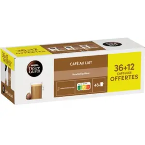 Dosette NESTLE DOLCE GUSTO CAFÉ AU LAIT x36+12Vendu parboulanger