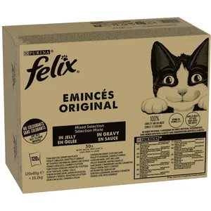 Jumbopack Felix 120 x 85 g pour chat - lot mixte viande, poisson pas cher