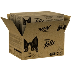 80x85g Mégapack Felix Classic lot mixte poisson (4 sortes) - Pâtée pour chat pas cher