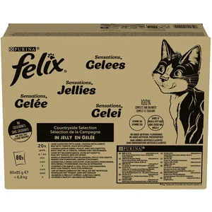 80x85g Mégapack Felix Tendres Effilés sélection de la campagne - Pâtée... pas cher