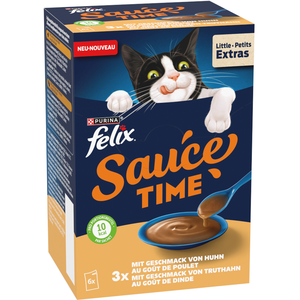 6x40g Felix Sauce Time au goût de poulet et de dinde pour chat pas cher
