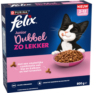 800 g Felix Junior Doublement délicieux poulet et dinde nourriture pour chat sèche pas cher