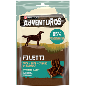 lot économique: 7x70g Adventuros Filetti PURINA canard friandises pour chien pas cher