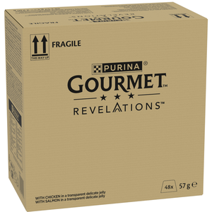 Megapack 48x57g Gourmet Revelations Fine Cuts poulet et saumon nourriture pour chats humide pas cher