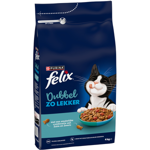 2x4 kg Felix Dubbel délicieux saumon et poisson de mer nourriture pour chat sèche pas cher