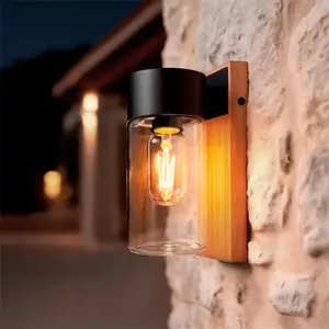 LEDKIA Applique Murale Extérieure Acier Inoxydable et Verre Isoba Noir pas cher