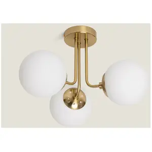 TECHBREY Plafonnier Métal Et Verre Moonlight Brass 3 Spots Gris Fumée pas cher