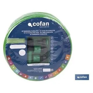 COFAN Kit tuyau translucide 'Flexolatex' 15m Ø19m en pvc vert (accessoires inclus)
