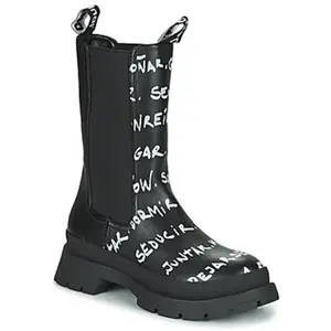 Laarzen Desigual SHOES CHELSEA HIGH LETTERING Zwart pas cher